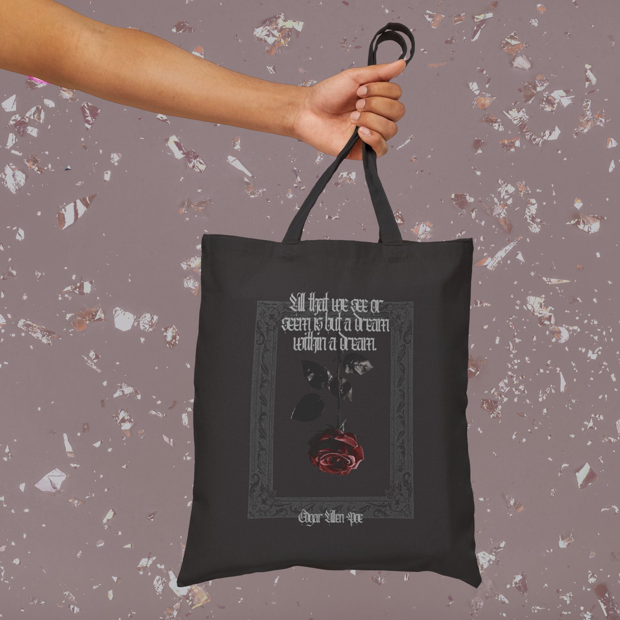 Edgar Allen Poe Cotton Tote Bag, Gothic Book Tote, Bookish Gifts, Book Lover Bag